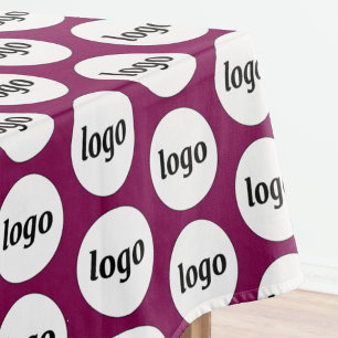 Logo Pattern Business Branding Cherry Pink Tablecloth