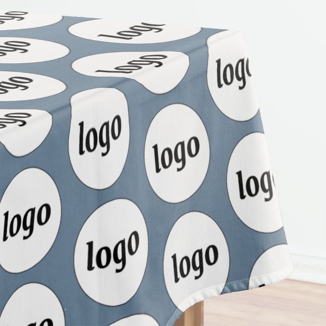 Logo Pattern Business Branding Dusty Blue Tablecloth (Simple logo pattern business promotional dusty blue tablecloth for trade shows, catering and events)