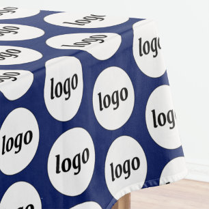 Logo Pattern Business Branding Navy Blue Tablecloth