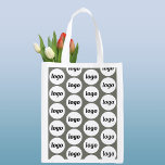 Logo Pattern Business Branding Promotional Green Reusable Grocery Bag<br><div class="desc">Simple logo branding pattern design to foster brand loyalty and promote your small business. Replace the logo with your own and change the background colour in the Design Tool to customise. Great for your staff and employees, to use in your business and to give away to your customers and clients....</div>