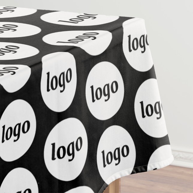 Logo Pattern Business Promotional Branding Black Tablecloth (Simple logo pattern business promotional black tablecloth for trade shows, catering and events)