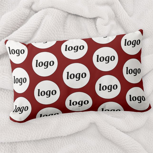 Logo Pattern Business Promotional Burgundy Red Lumbar Cushion (Simple logo pattern business promotional dark burgundy red lumbar pillow)