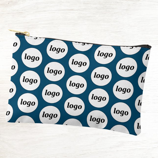Logo Pattern Business Promotional Teal Green Accessory Pouch (Simple logo pattern teal green business branding promotional zip accessory pouch)
