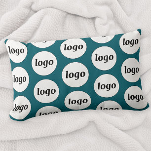 Logo Pattern Business Promotional Teal Green Lumbar Cushion