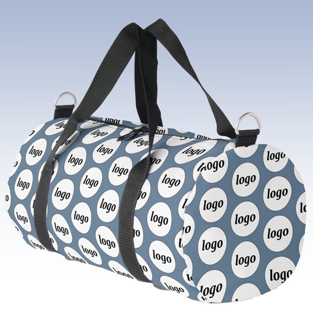 Logo Pattern Promotional Business Blue Duffle Bag (Logo pattern business branding promotional duffel bag)