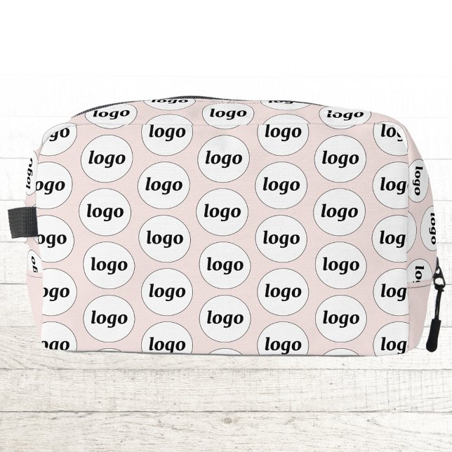 Logo Pattern Promotional Business Blush Pink Dopp Kit (Logo pattern business branding promotional zip bag)