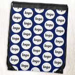 Logo Pattern Promotional Business Navy Blue Drawstring Bag<br><div class="desc">Add your own logo to this design.  Minimalist and professional.  Great for a promotional product for your team,  employees,  staff,  clients and customers. Ideal for trade shows and corporate events.  For other versions,  see the collection.</div>