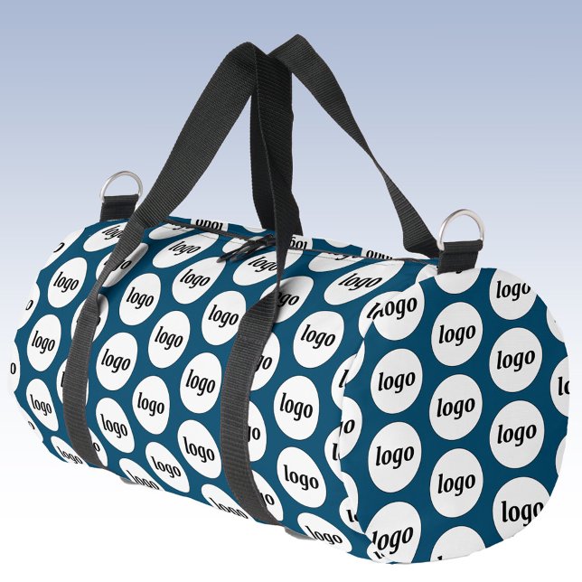 Logo Pattern Promotional Business Teal Green Duffle Bag (Simple logo pattern business branding promotional teal green duffel bag)