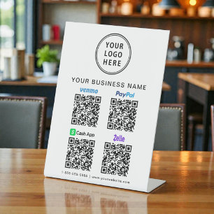 Logo Paypal Venmo CashApp Zelle QR Codes Pedestal Sign