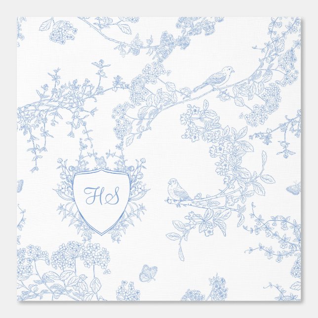 Logo Personalise Custom Monogram Chinoiserie Toile Wallpaper (Front)