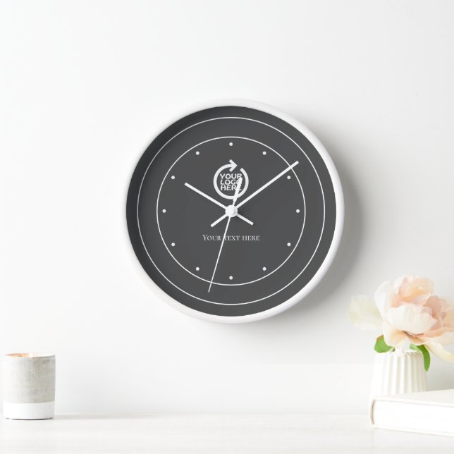 Logo Personalised Grey White  Clock (Home)