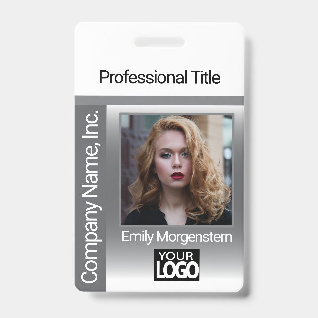 Logo Photo Badge - Grey ID Badge (Front)