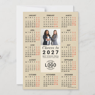 Logo Photo Beige Calendar 2027 Magnetic Card
