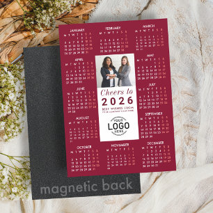 Logo Photo Burgundy Calendar 2026 Magnetic Card
