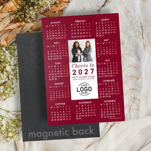 Logo Photo Burgundy Calendar 2027 Magnetic Card