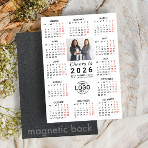 Logo Photo Clean White Calendar 2026 Magnetic Card