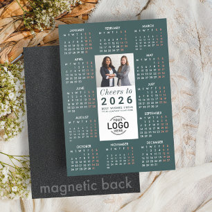 Logo Photo Green Calendar 2026 Magnetic Card