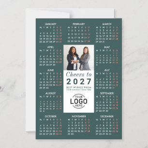 Logo Photo Green Calendar 2026 Magnetic Card