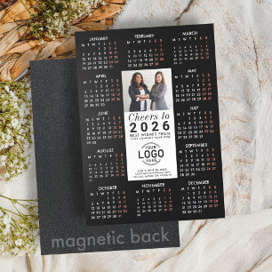 Logo Photo Info Black Calendar 2026 Magnetic Card