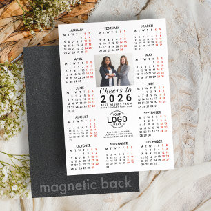 Logo Photo Info White Calendar 2026 Magnetic Card
