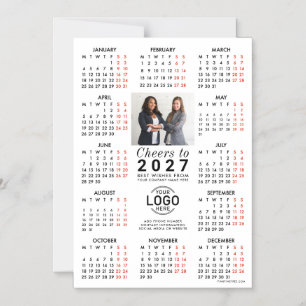 Logo Photo Info White Calendar 2027 Magnetic Card
