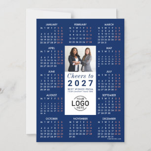Logo Photo Navy Blue Calendar 2027 Magnetic Card