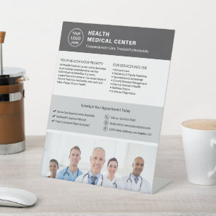 Logo Photo QR Healthcare Clinic Doctor Grey Pedestal Sign