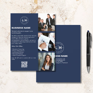 Logo Photo QR Navy Blue Professional Business Flyer