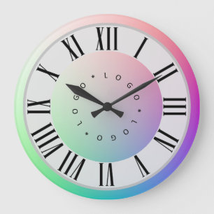 Logo Photo Rainbow Discs Roman Numeral Markers Large Clock