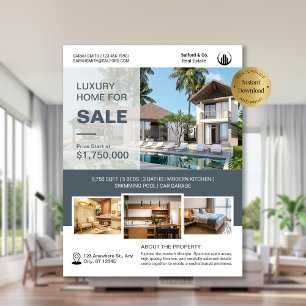 Logo Photo Real Estate House for Sale Template Flyer