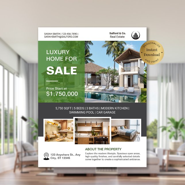 Logo Photo Real Estate House for Sale Template Flyer (Logo Photo Real Estate House for Sale Template Flyer)