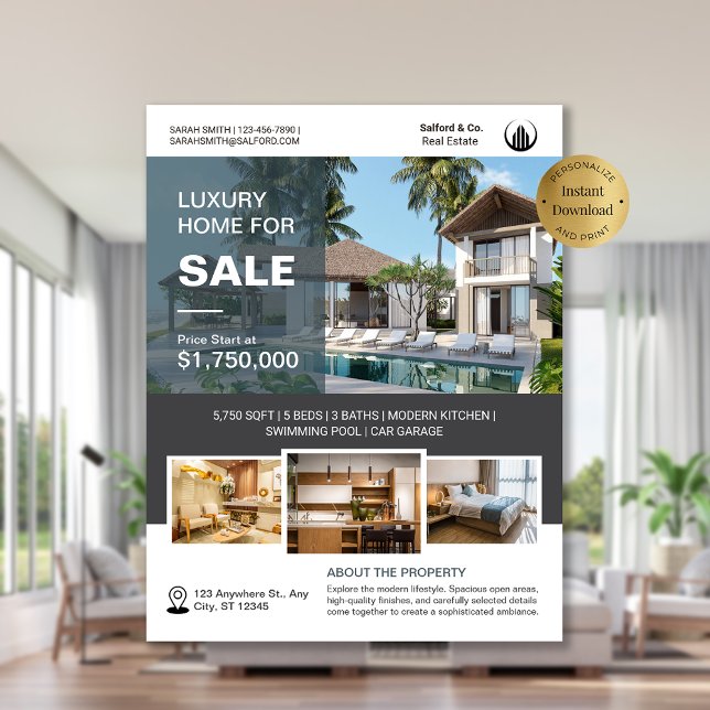 Logo Photo Real Estate House for Sale Template Flyer (Logo Photo Real Estate House for Sale Template Flyer)
