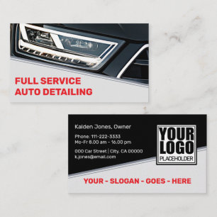 Logo Photo Template Cool Black Red Car Service Business Card