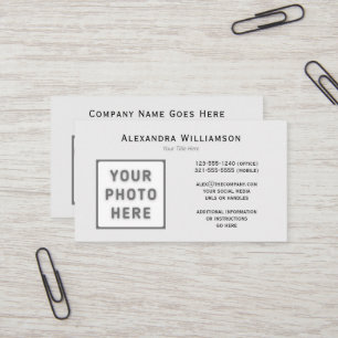 Logo Photo Template Front Back Light Grey Business Card