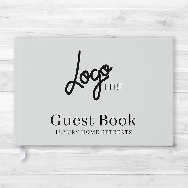 Logo/Photo Vacation Rental Guest Book | Olive (Stylishly Personalize with Your Custom Logo and Text.)