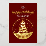 Logo PineTree Gold Burgundy Calendar Holidays Card<br><div class="desc">Wish a happy holiday to your business partners, customers and your employees with this elegant simple lovely modern but still classic holiday card. Featuring your custom logo, it will create the perfect holiday feeling to everyone who receives it. This classy and festive simple card has a lovely pine tree in...</div>