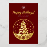Logo PineTree Gold Burgundy Calendar Holidays Card<br><div class="desc">Wish a happy holiday to your business partners, customers and your employees with this elegant simple lovely modern but still classic holiday card. Featuring your custom logo, it will create the perfect holiday feeling to everyone who receives it. This classy and festive simple card has a lovely pine tree in...</div>