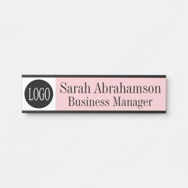 Logo Pink Corporate Business Office Door Sign (Front)