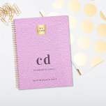 Logo pink leather monogram initials business 2025 planner<br><div class="desc">Pink faux leather photo as background. Personalise and add your logo,  monogram initials,  name and a title year or any year). Your logo both on the front and the back.  Space for your website address on the back.</div>