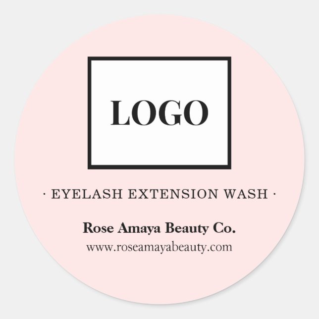 Logo Pink Minimal Beauty Product Sticker Label (Front)