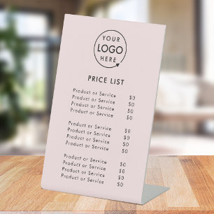 Logo Price List   Blush Pink Business Modern Pedestal Sign