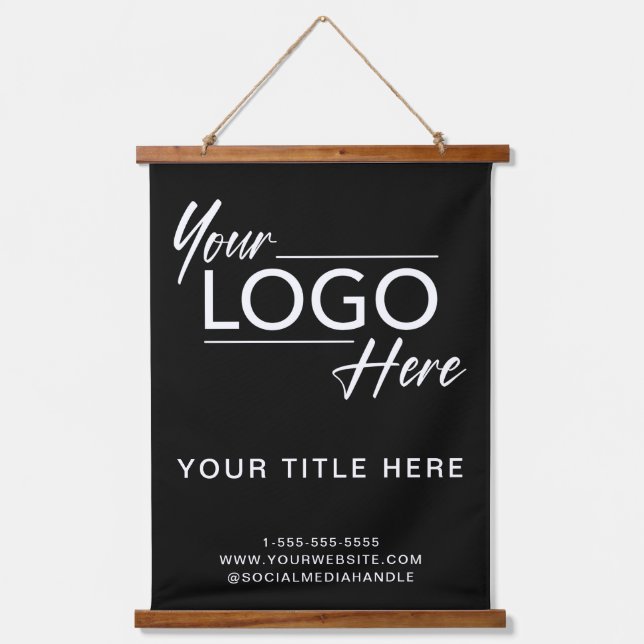 Logo Professional Business Black Hanging Tapestry (Front)