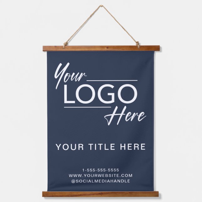 Logo Professional Business Blue Hanging Tapestry (Front)
