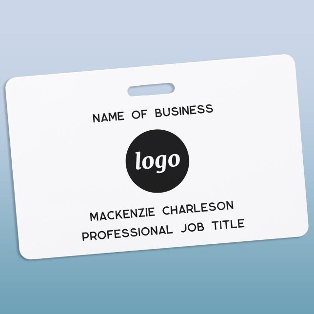 Logo Professional Business Name ID Badge (Simple logo with custom text business promotional branding professional staff name tag)