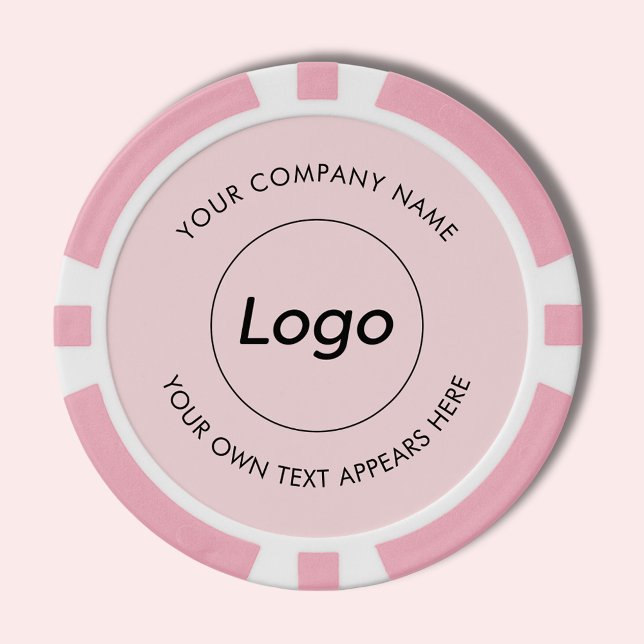 Logo Professional Business Pink Poker Chips (Simple pink logo poker chip with custom text for business promotional events, marketing & events.)