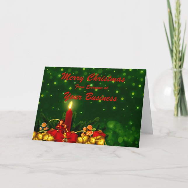 Logo & Promo Business Merry Christmas Greeting Holiday Card (Front)