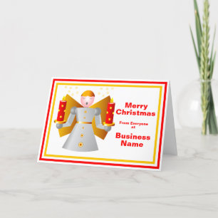 Logo Promo Business Red & Gold Angel Christmas Holiday Card
