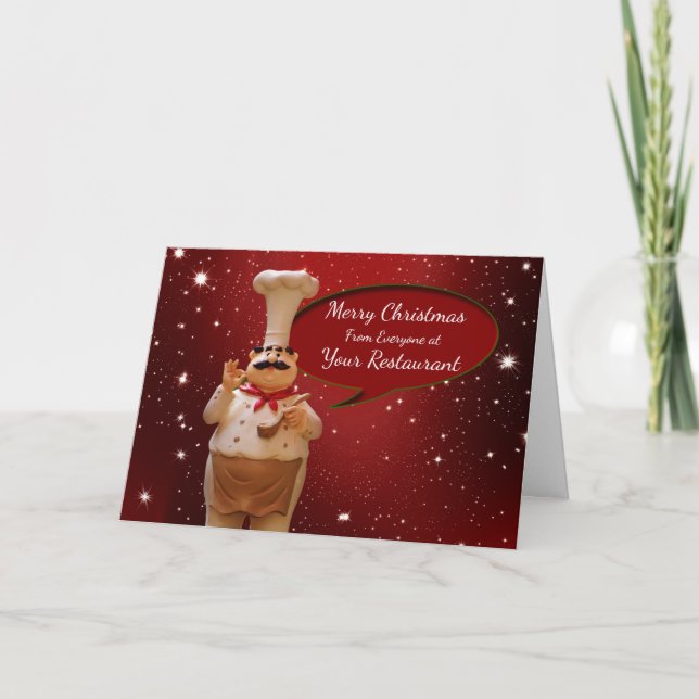 Logo Promo Restaurant Business Pizza Christmas Holiday Card (Front)