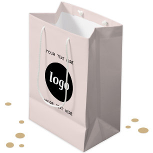 Logo Promotional Business Branding Blush Pink Medium Gift Bag