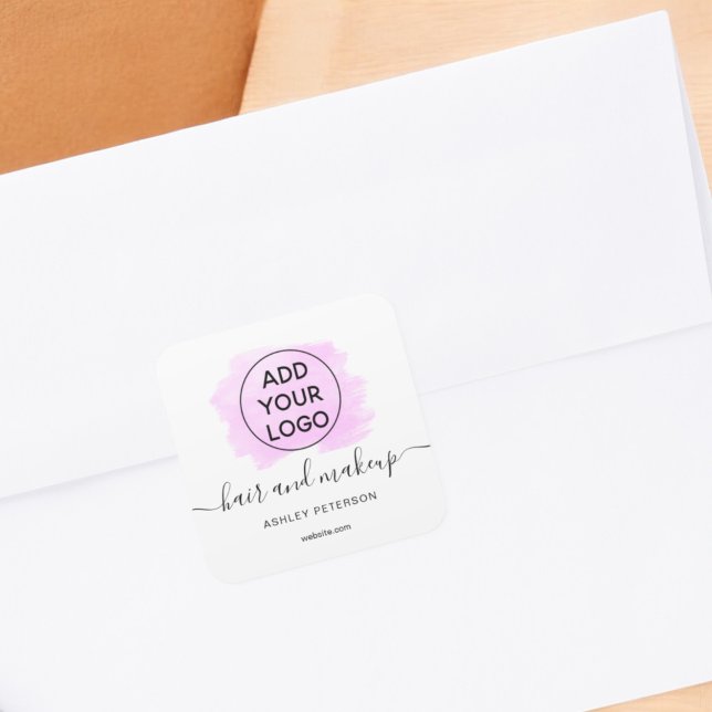 Logo purple brushstroke typography hair makeup square sticker (Logo purple brushstroke typography hair makeup square sticker)